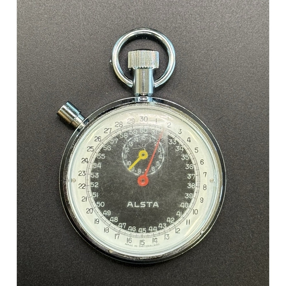 ALSTA Mechanical Handheld Stopwatch Black Dial Metal